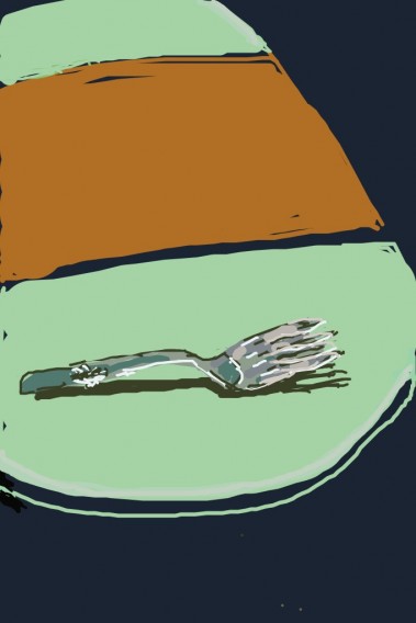 Kitchen table with fork