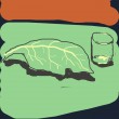 Kitchen table with glass and kale
