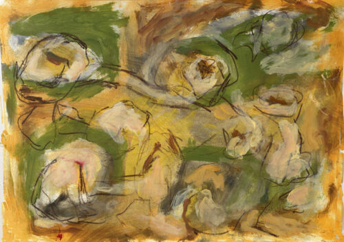 Swirley orange and green abstract