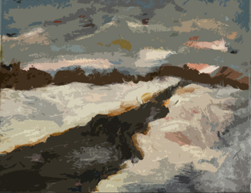 River in snow cutout