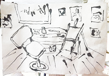 My studio chopstick and ink